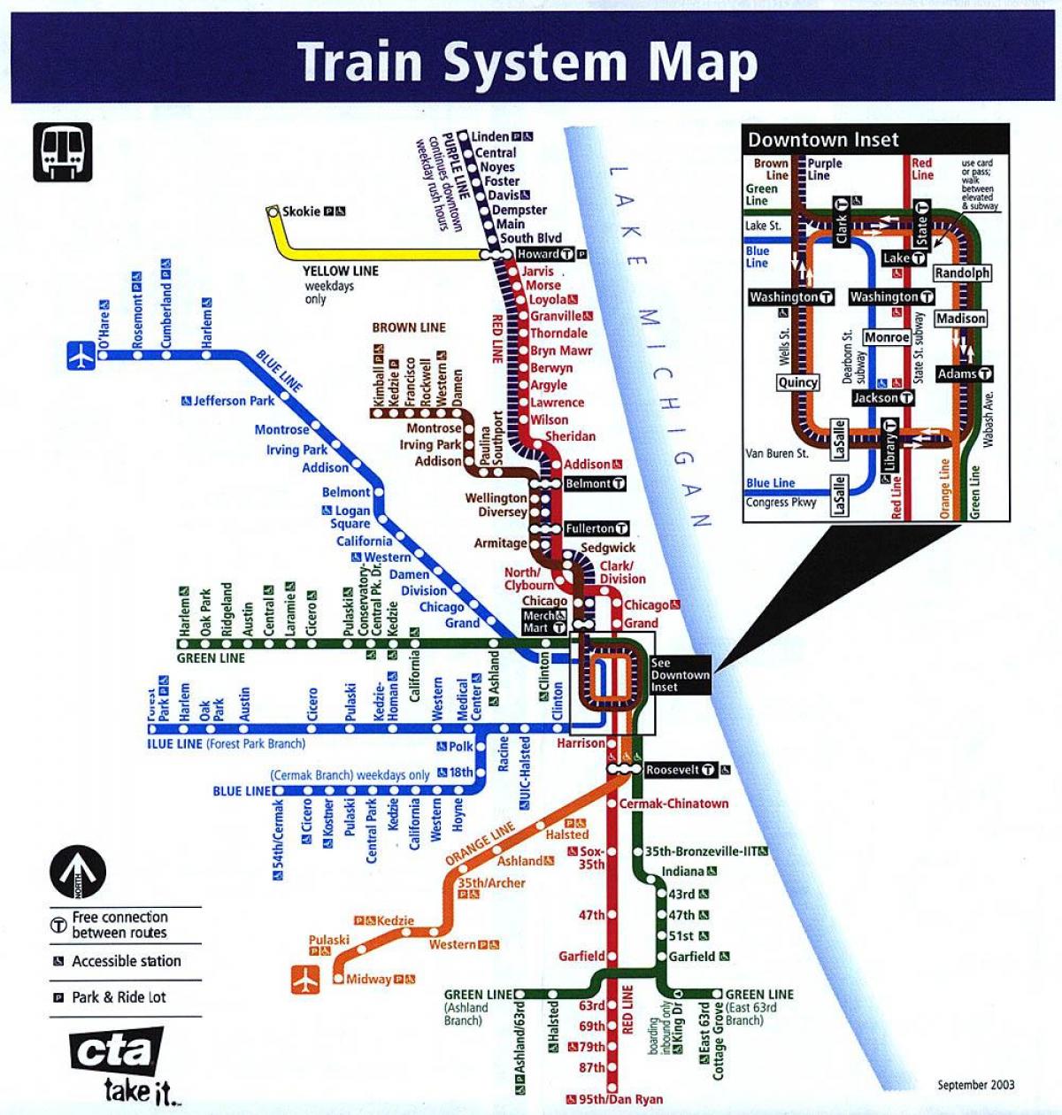 vlak mapu Chicago