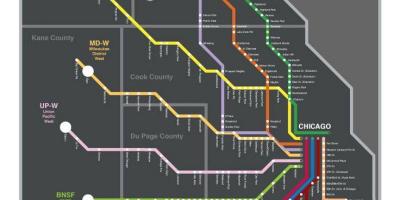 Metra vlak mapu Chicago