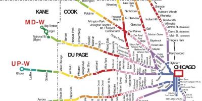 Chicago oblasti vlak mapu