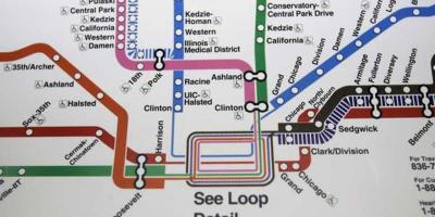 Chicago metro mapu modrej čiare