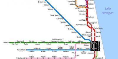 Chicago metro station mapu