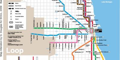 Chicago vlak mapu modrej čiare