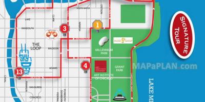Chicago veľké bus tour mapu
