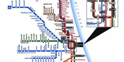 Chicago vlak systém mapu