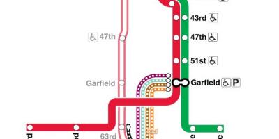 Mapa červený riadok Chicago