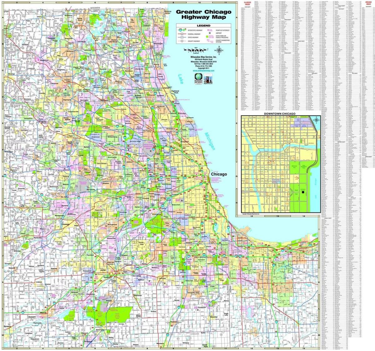 mapu Chicago diaľnice
