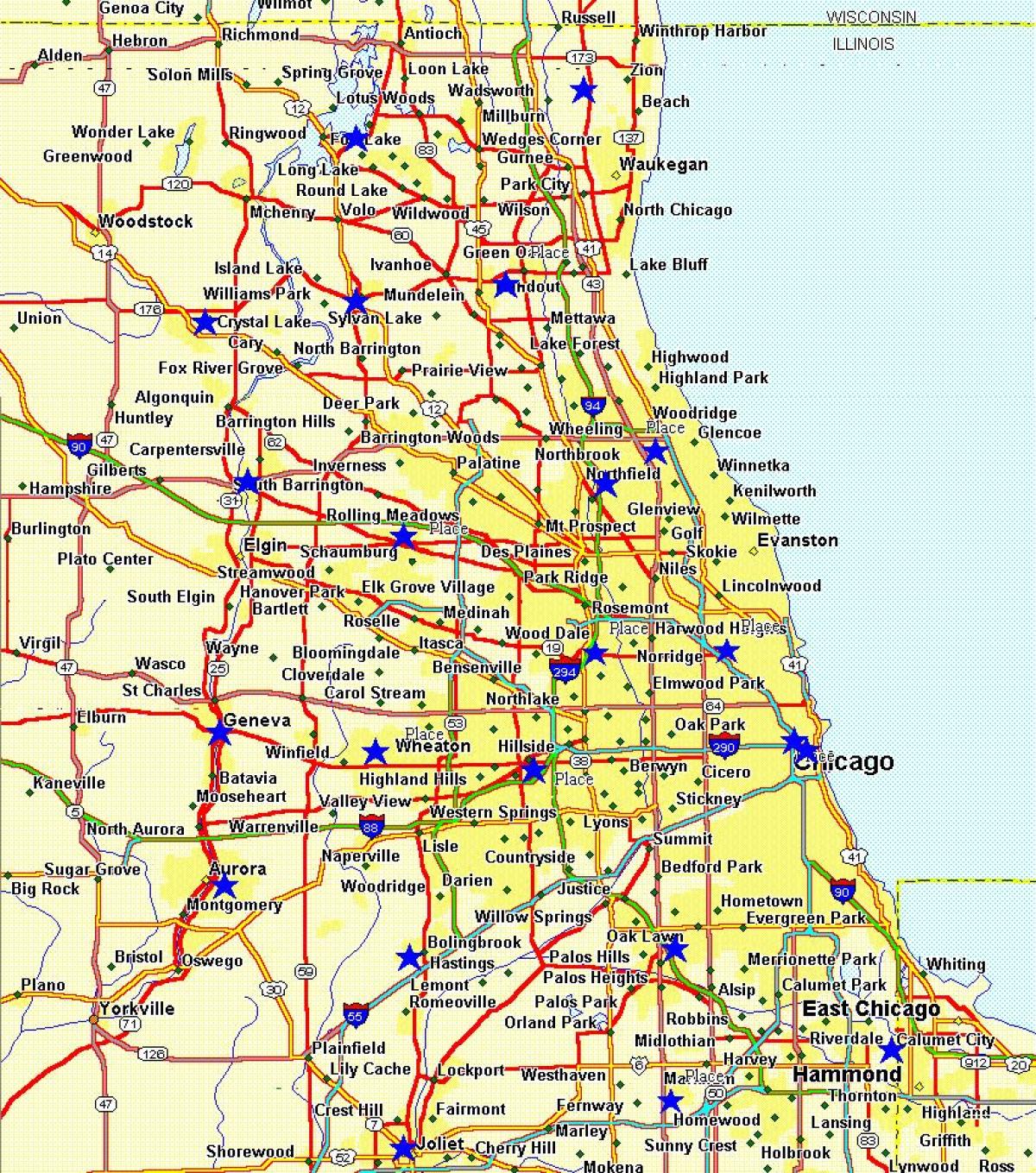 mapa mesta Chicago