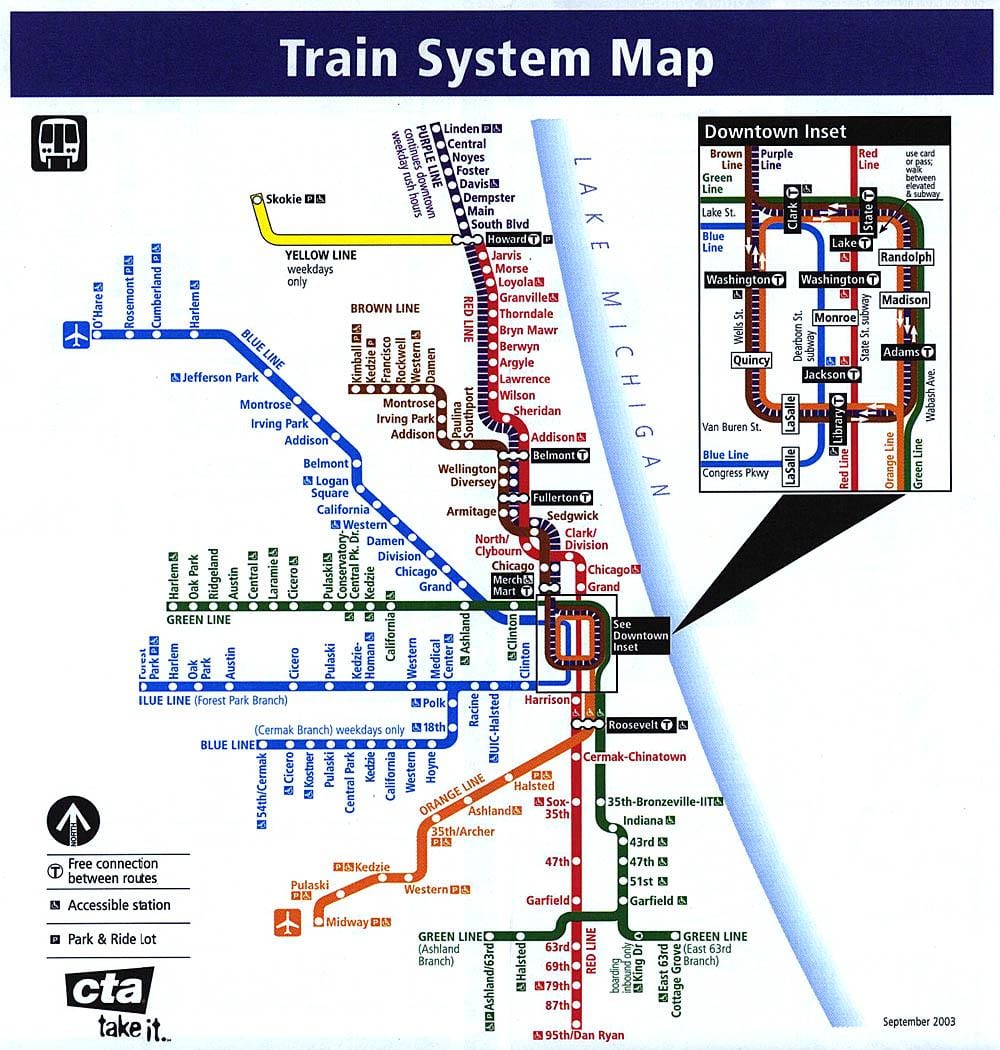 Chicago metro linky mapu