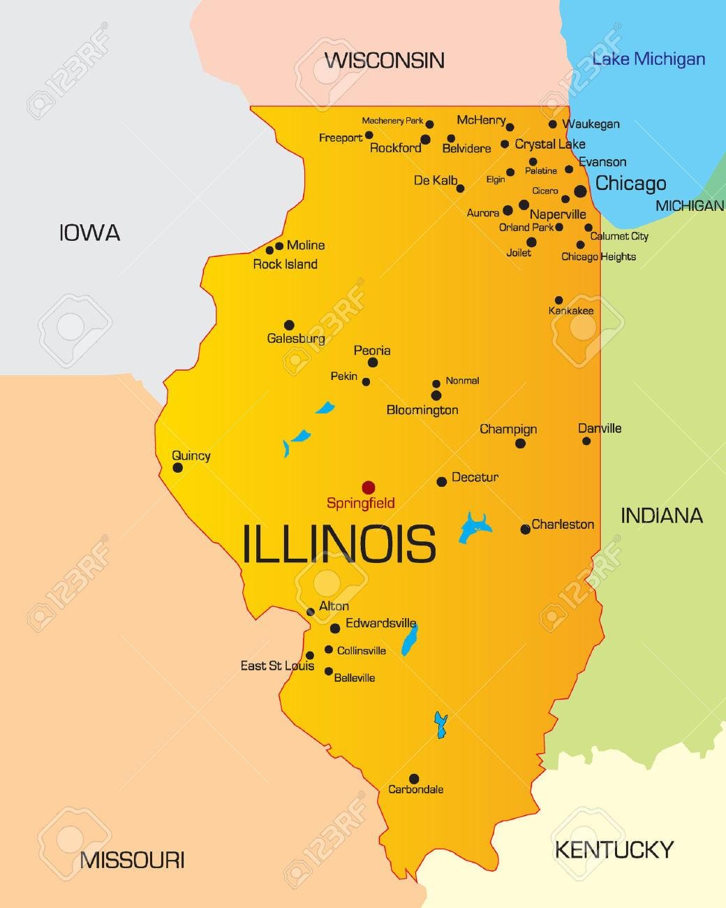 Chicago štátu mapu