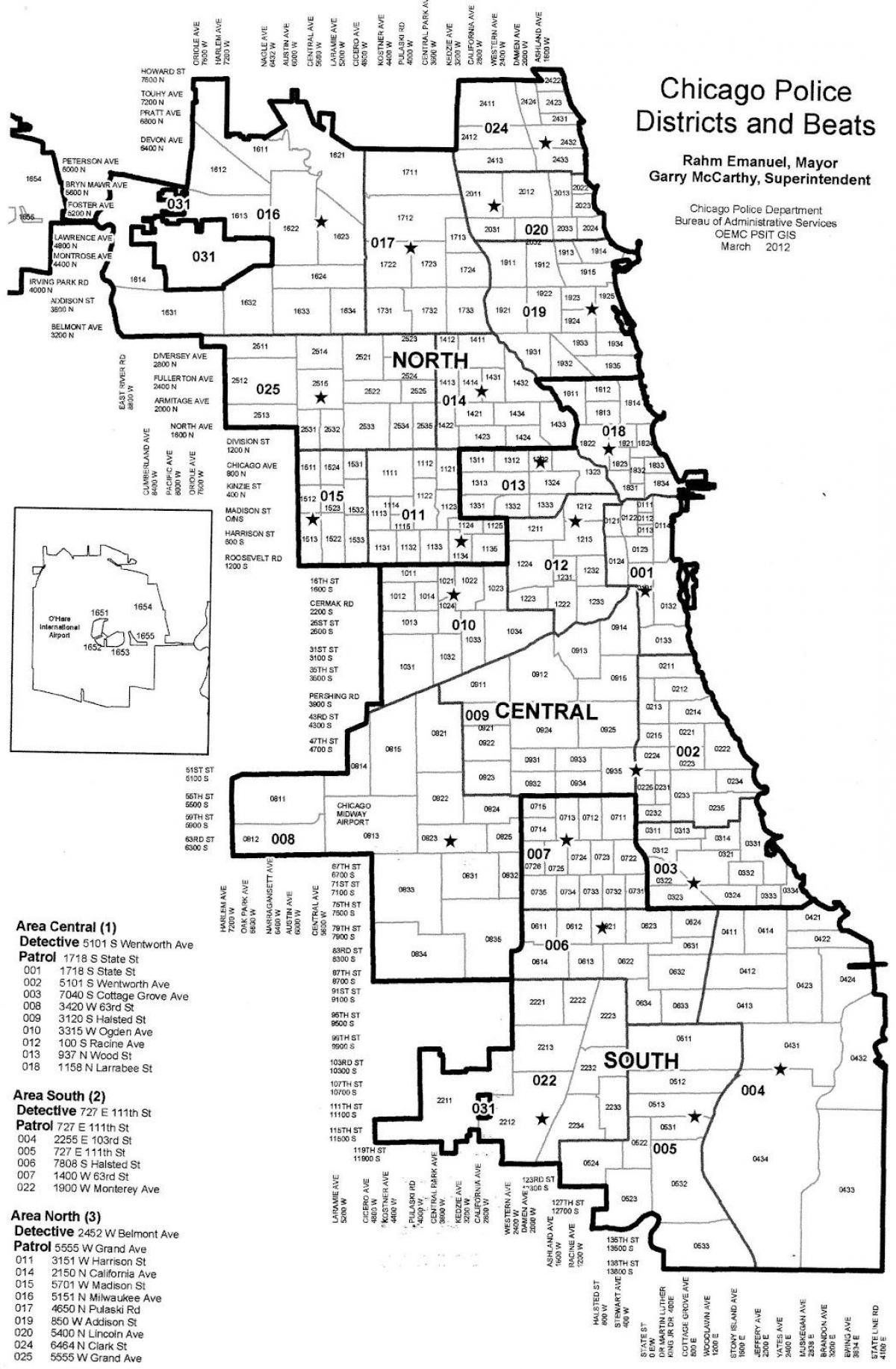 policajné okresy mapu Chicago