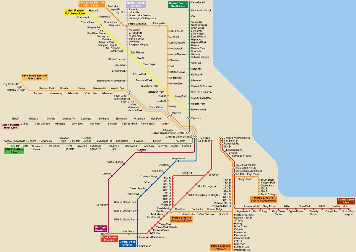 Chicago verejnej dopravy mapu