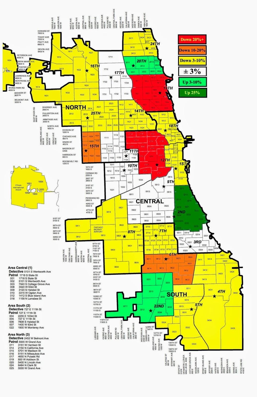 Chicago policajných mapu