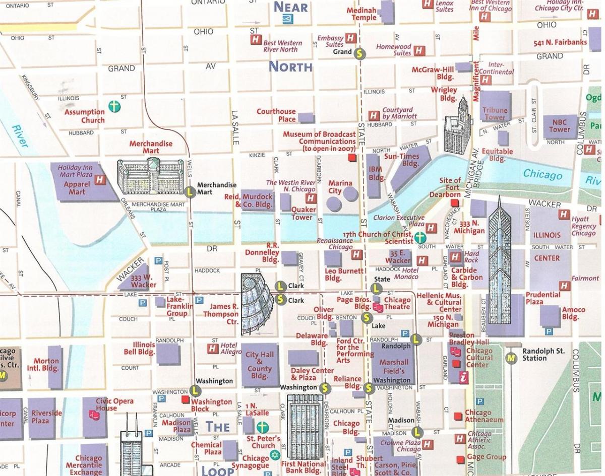 turistické mapy v Chicagu