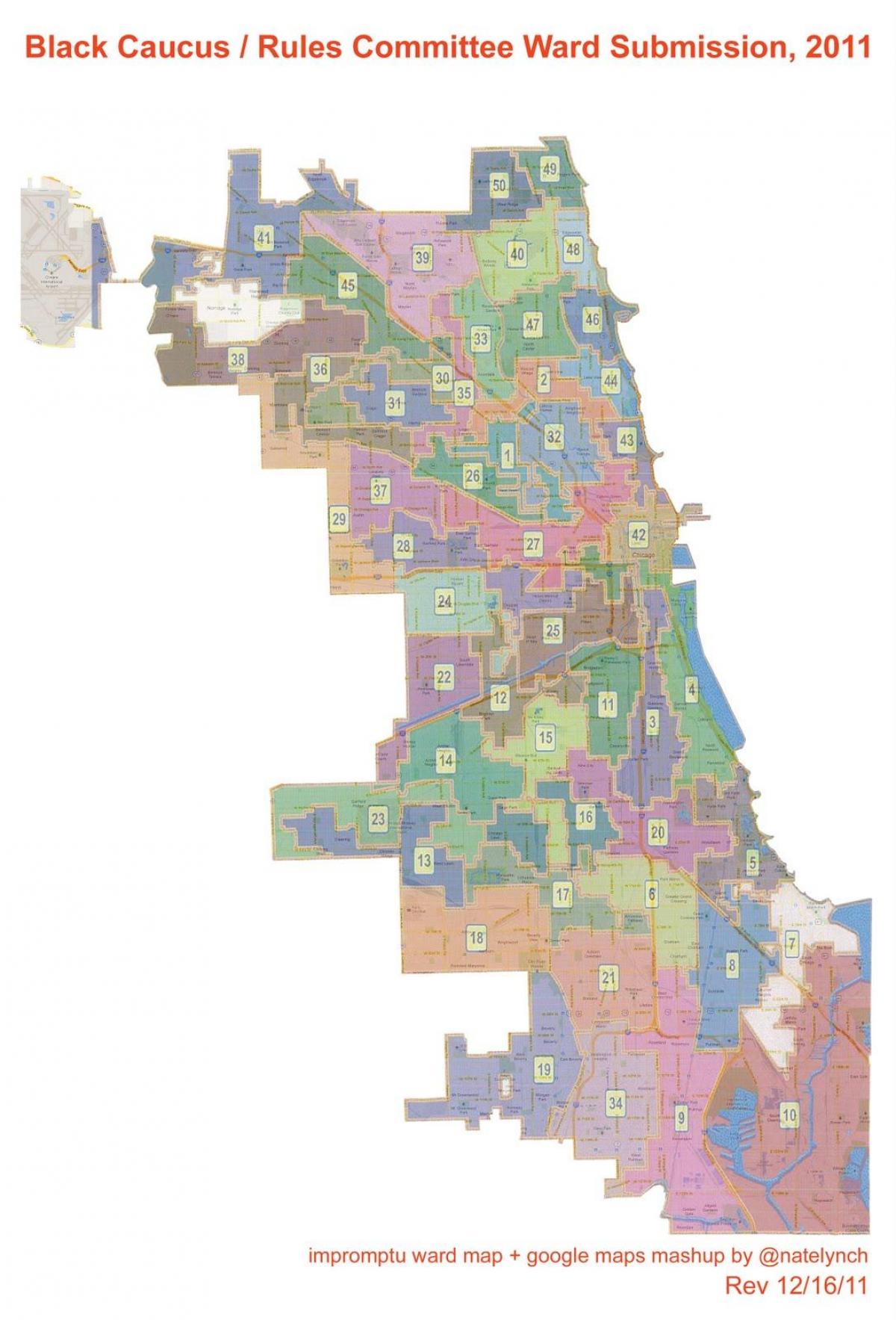 mesto Chicago ward mapu