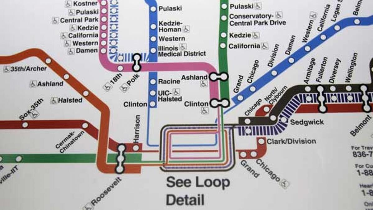 Chicago metro mapu modrej čiare