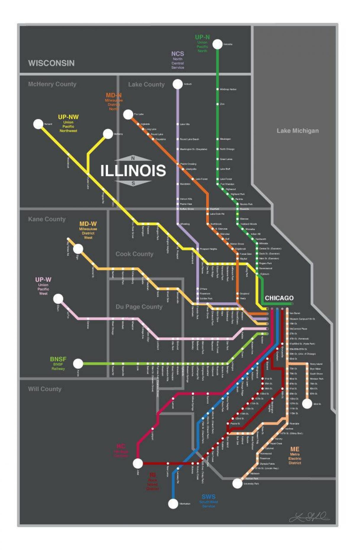 metra mapu Chicago