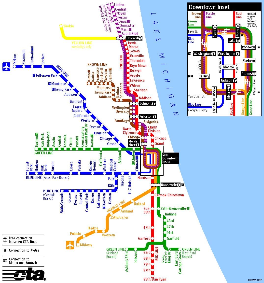 metro v Chicagu mapu