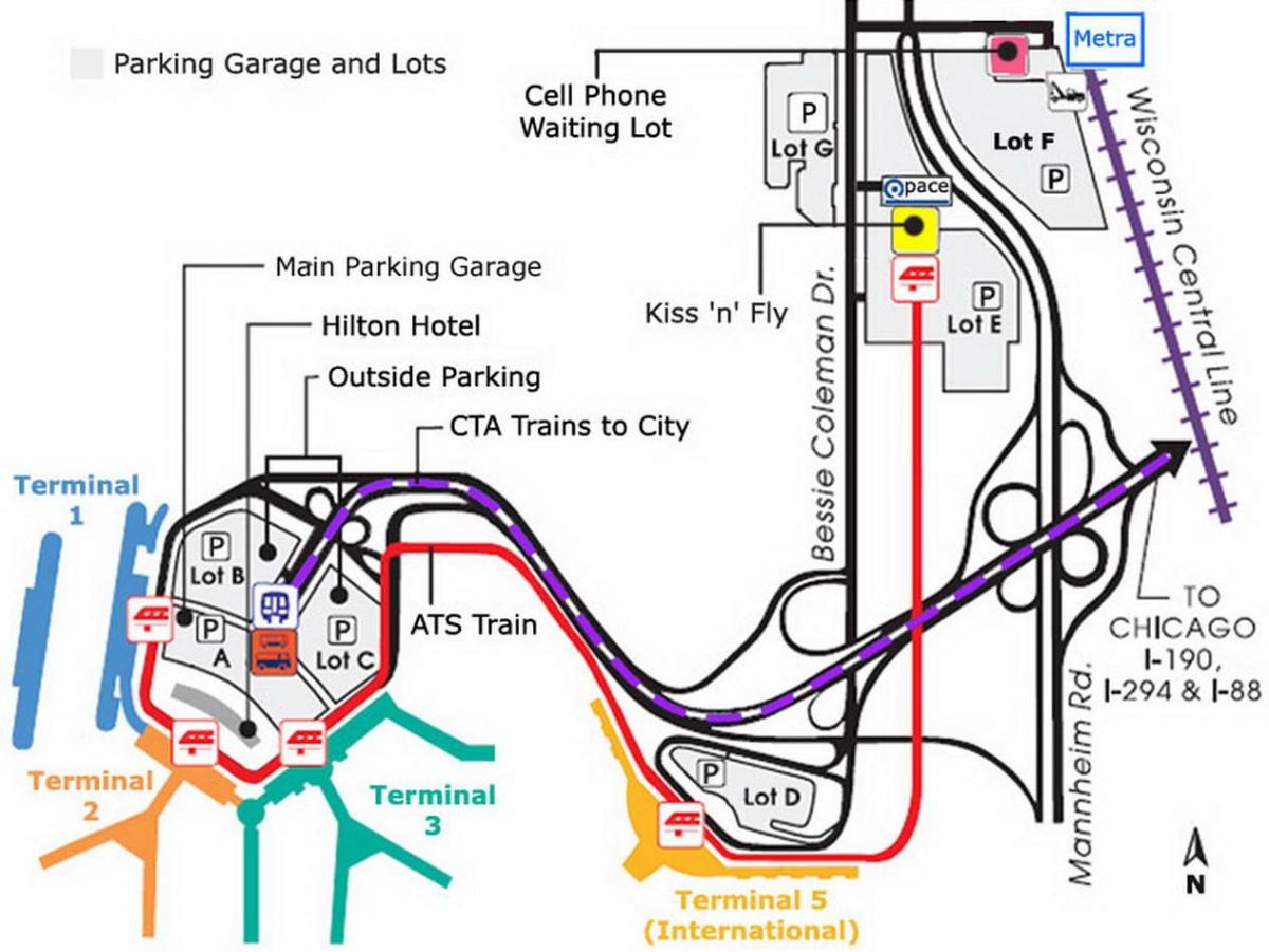 Chicago O Hare parkovanie mapu