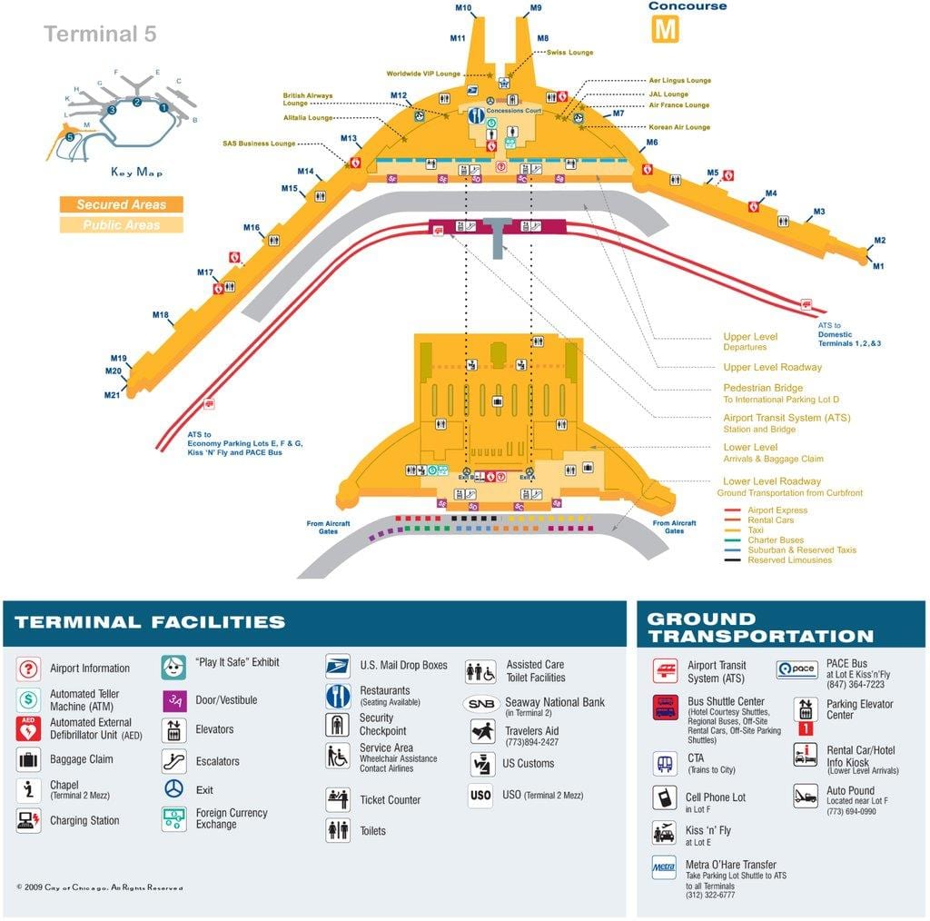 mapa ord terminál 5 mapu Chicago