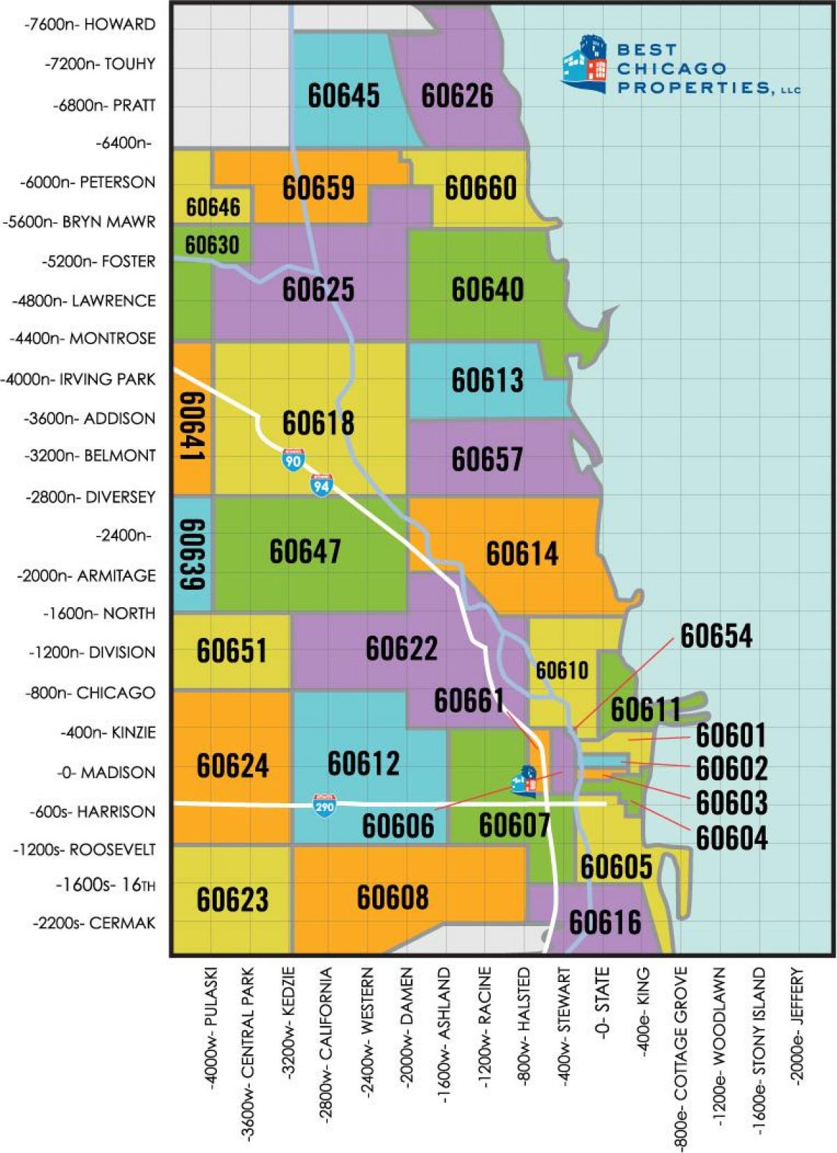 Chicago oblasti psč mapu