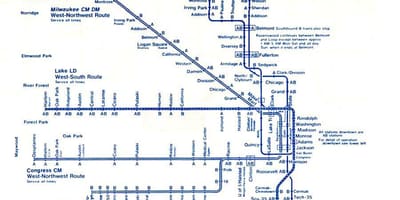 Mapa modrej čiary Chicago
