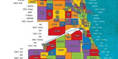 Chicago a predmestí mapu