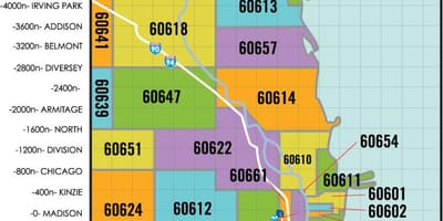 Chicago oblasti psč mapu
